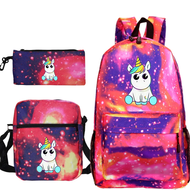 Милый Единорог Рюкзак 3 шт./компл. Mochila Карандаш Чехол школьные сумки для подростков мальчиков и девочек Для женщин, рюкзак для путешествий с отделением для лэптопа, распылитель ранцевого типа для с