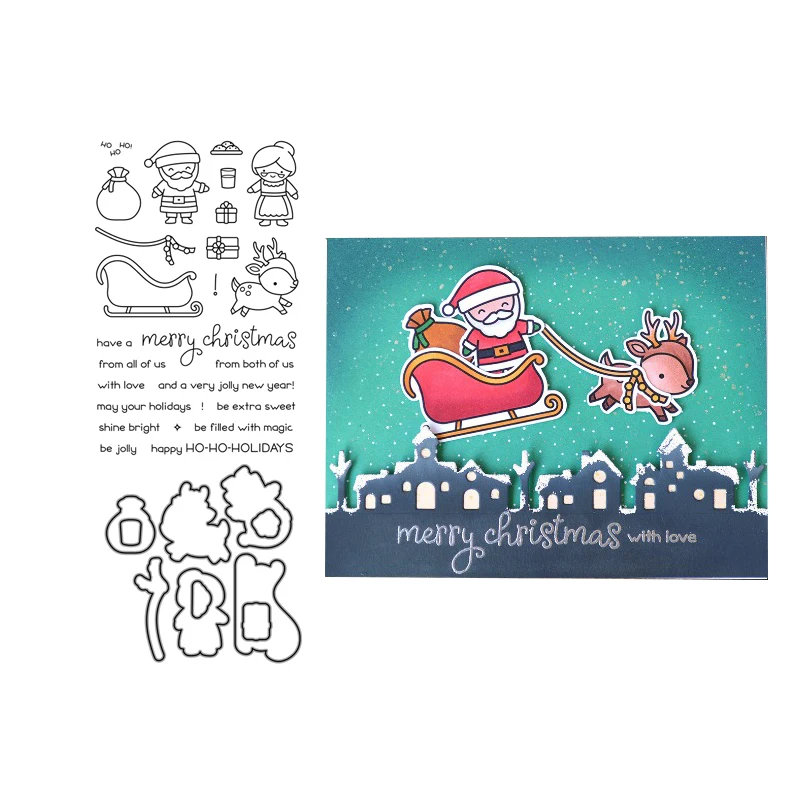 

JCarter Metal Cutting Dies and Rubber Stamps Scrapbooking Merry Christmas with Love Craft Stencil Card Make Decoration Die Cut