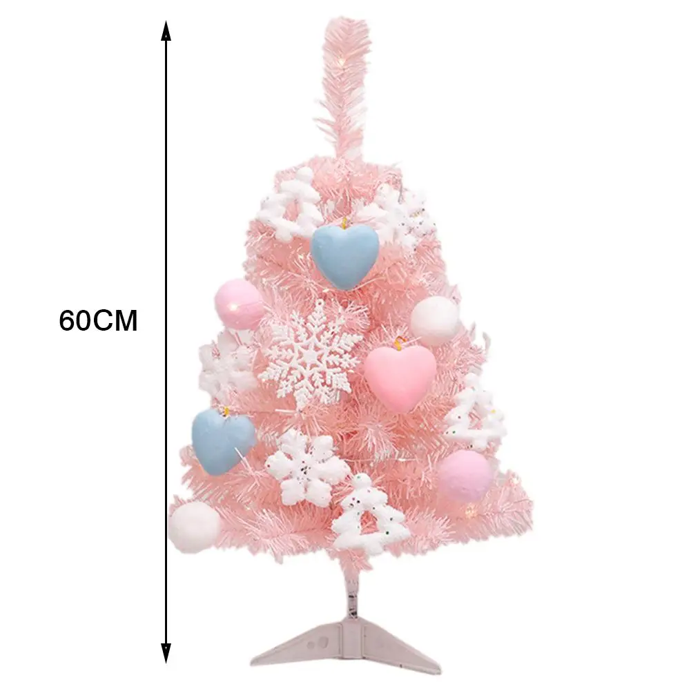 Мини-украшение для рождественской елки, роскошная розовая Рождественская елка со светодиодной гирляндой, светильник для дома, Рождественское украшение