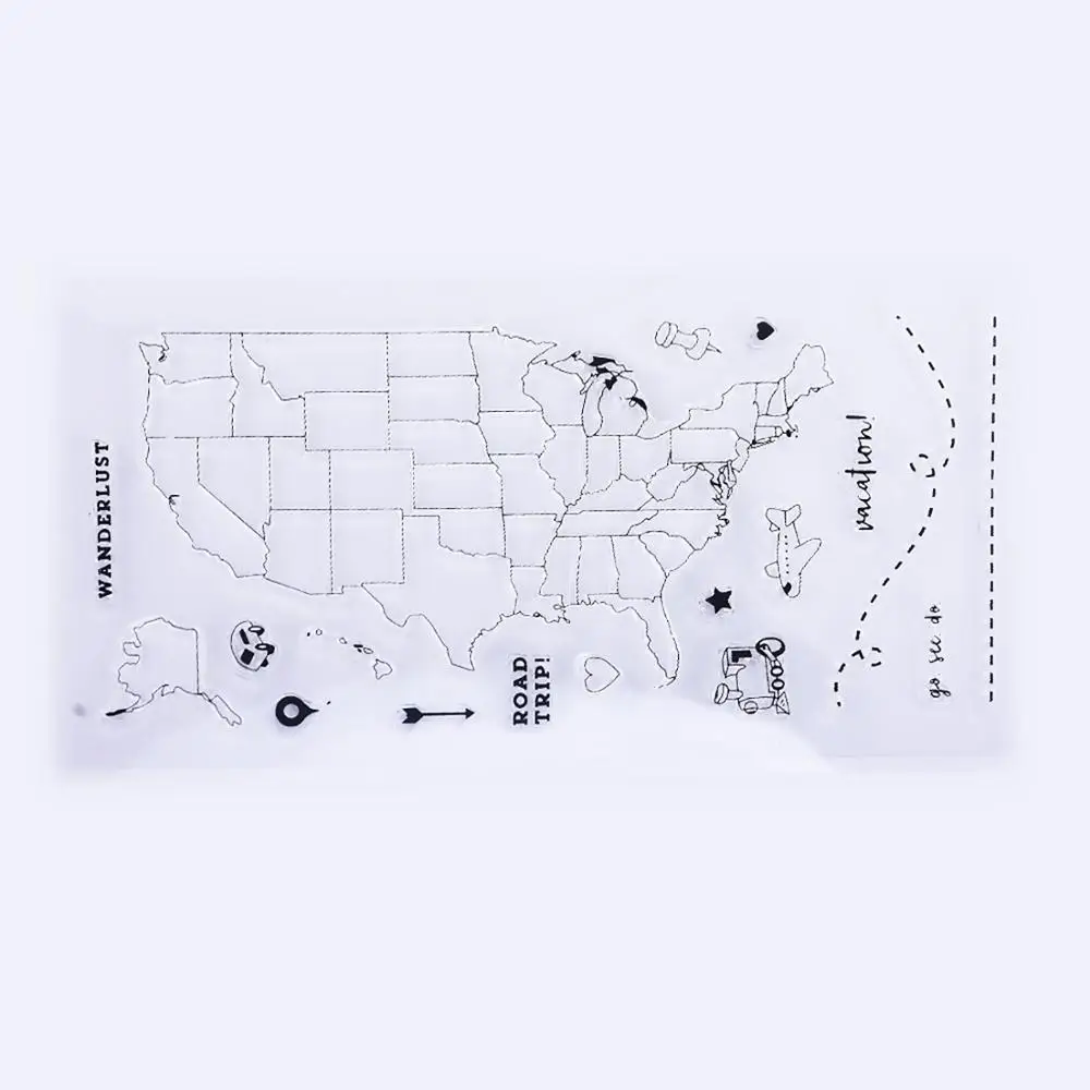 Карта США прозрачные марки Соединенные Штаты Америки чистый штамп дорожный