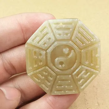 

Hand carving Jade Stones Eight Diagrams compass 3D Xinjiang Nephrite mineral crystals Nephrite Natural jade Pendant Best Gifts