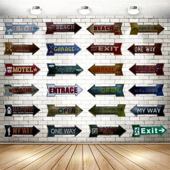 

Irregular Arrow Mark Market Hotel Metal Warning Plaque Vintage Tin Sign Home Decoration Pub Bar Garage Plate Craft Decor 16x45cm