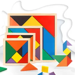 Crianças brinquedos educativos tangram de madeira jardim de infância educação precoce puzzle desenvolvimento mental brinquedo cor tangram