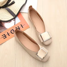 Лаконичные туфли на плоской подошве; женская металлическая квадратная пряжка; тонкие туфли; женские удобные лоферы без застежки; большие размеры; Zapatos De Mujer