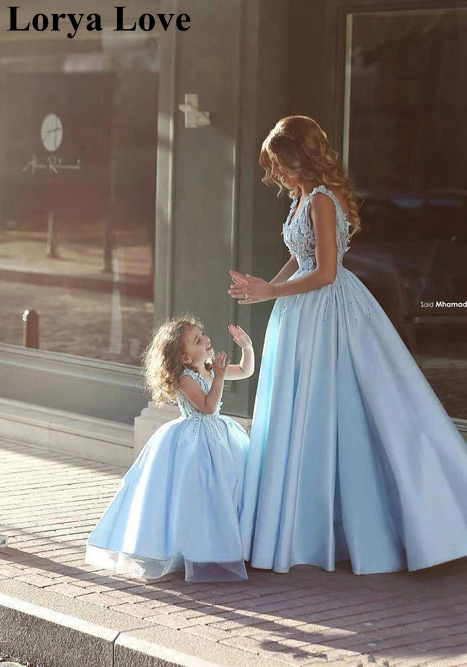 acerca de biografía brillante Vestidos de Noche Azul cielo para madre e hija, vestidos de graduación para  boda, elegantes vestidos formales de Fiesta, Vestido largo de Fiesta 2020| Vestidos de noche| - AliExpress