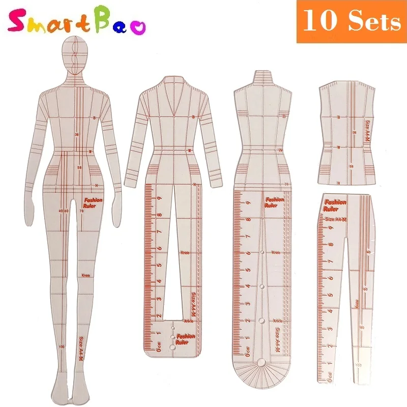 

Wholesale Fashion Illustration Rulers Drawing Template Ruler Set for A4 Paper Including Clothing Dress Skirt Trouser Model