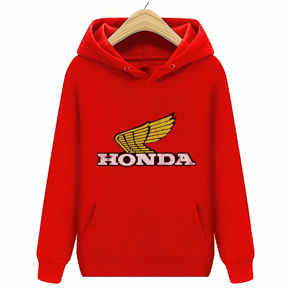 Honda Premium Canvas t-shirt Distressed Gold Wing Logo Red Tee женская футболка - Цвет: Hoodie Red