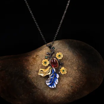 

Sterling Silver Necklace Pure Natural Diamond Pendant Christmas Ruby Silver 925 Jewelry Bijoux Femme Bizuteria Hiphop Pendants