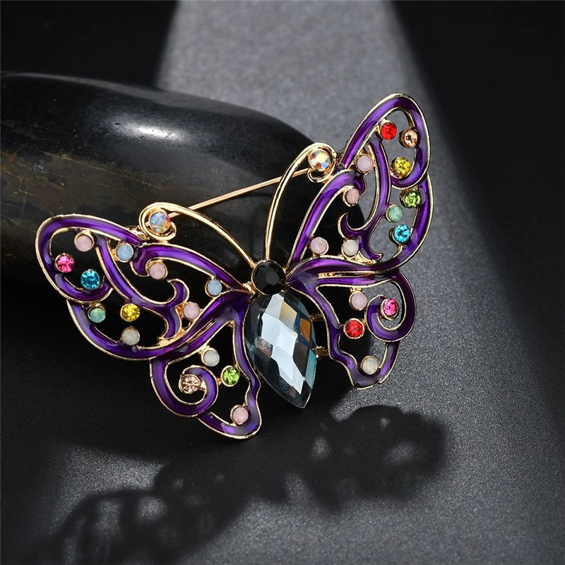 Terreau Kathy модные брошки-бабочки со стразами для женщин винтажные эмалированные броши на булавке с кристаллами с жемчугом Ювелирные изделия подарок - Окраска металла: b541