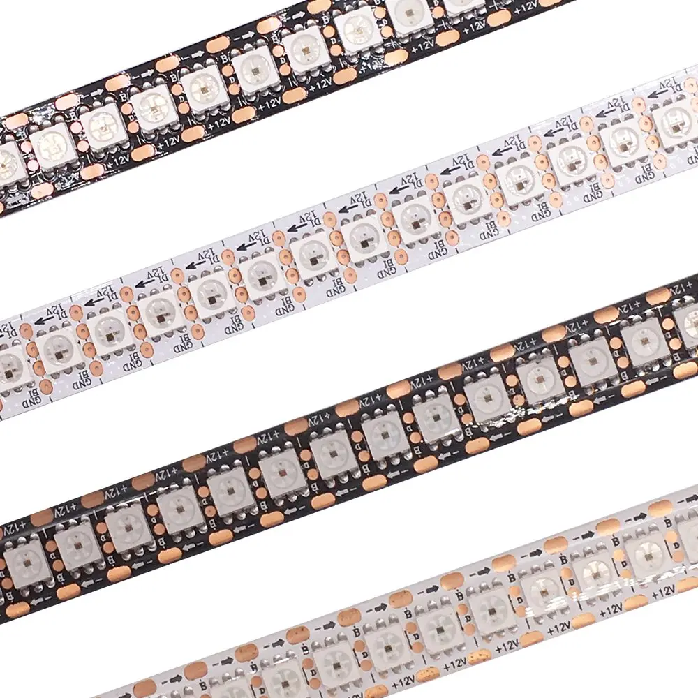 DC12V WS2815(WS2812B WS2813 Update) RGB Led Pixel Strip,Individually Addressable White/Black PCB Dual-Signal Led Flexible Light