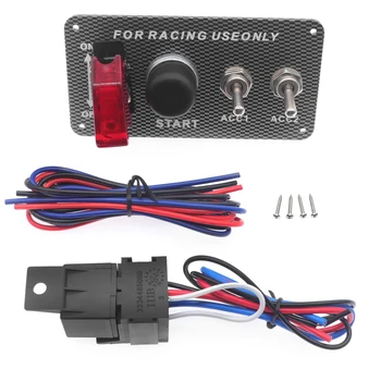

LED Toggle Ignition Switch Panel For Racing Car 4 Gang ON-OFF Rocker Switch Control Panel Engine Start Push Button