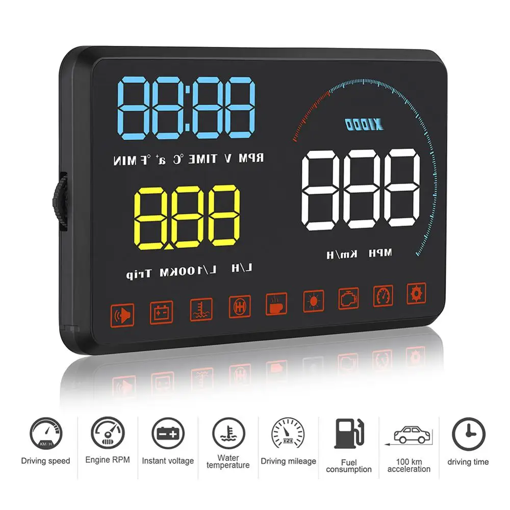 OBD2 автомобильный Hud Дисплей Измеритель Скорости 5 &quotHD светодиодный лобовое
