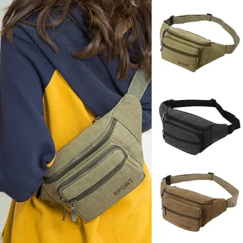 

New Fashion Canvas Waist Belt Bag Unisex Solid Color Casual Sports Pockets Fanny Pack Pochete Feminina Waist Pack Bolso Mujer#C3