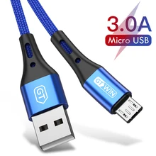 Gtwin micro cabo usb 3a cabo de dados de carregamento rápido para samsung xiaomi p30 micro usb carga rápida android cabo do telefone móvel 3m