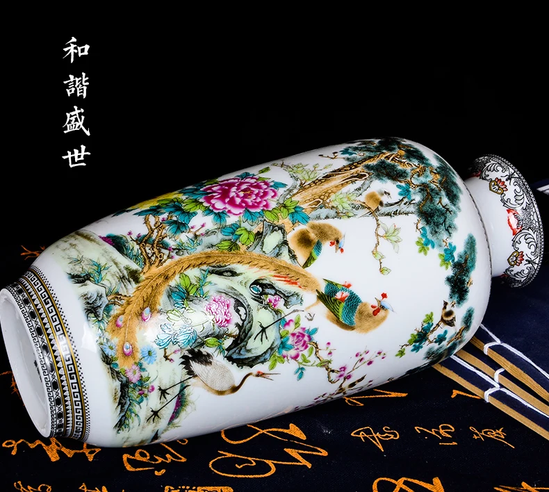 Цзиндэчжэнь керамическая ваза пастельных тонов пейзажи, Цветочная композиция, сухие цветы, украшение гостиной, китайский ТВ шкаф