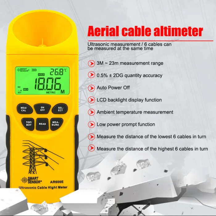 Измерительный прибор для измерения высоты кабеля с ЖК-дисплеем AR600E- M25