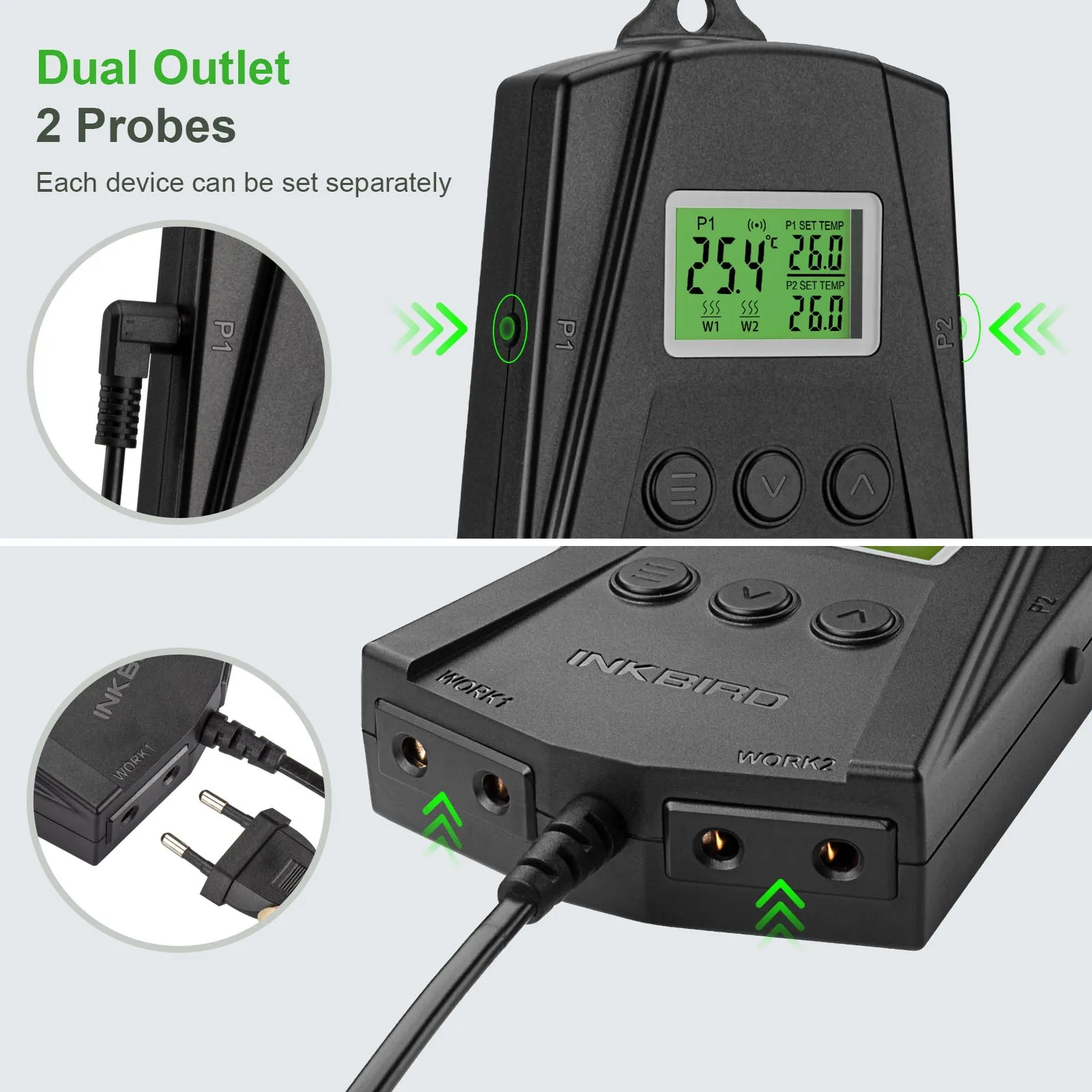 Inkbird WiFi Heat Mat Thermostat IPT-2CH Temperature Controller US