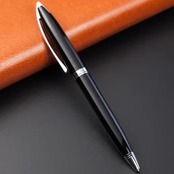 

10pcs/lot Pointed hook rotating ballpoint pen Black business signature gel pens metal penholder lettering custom logo