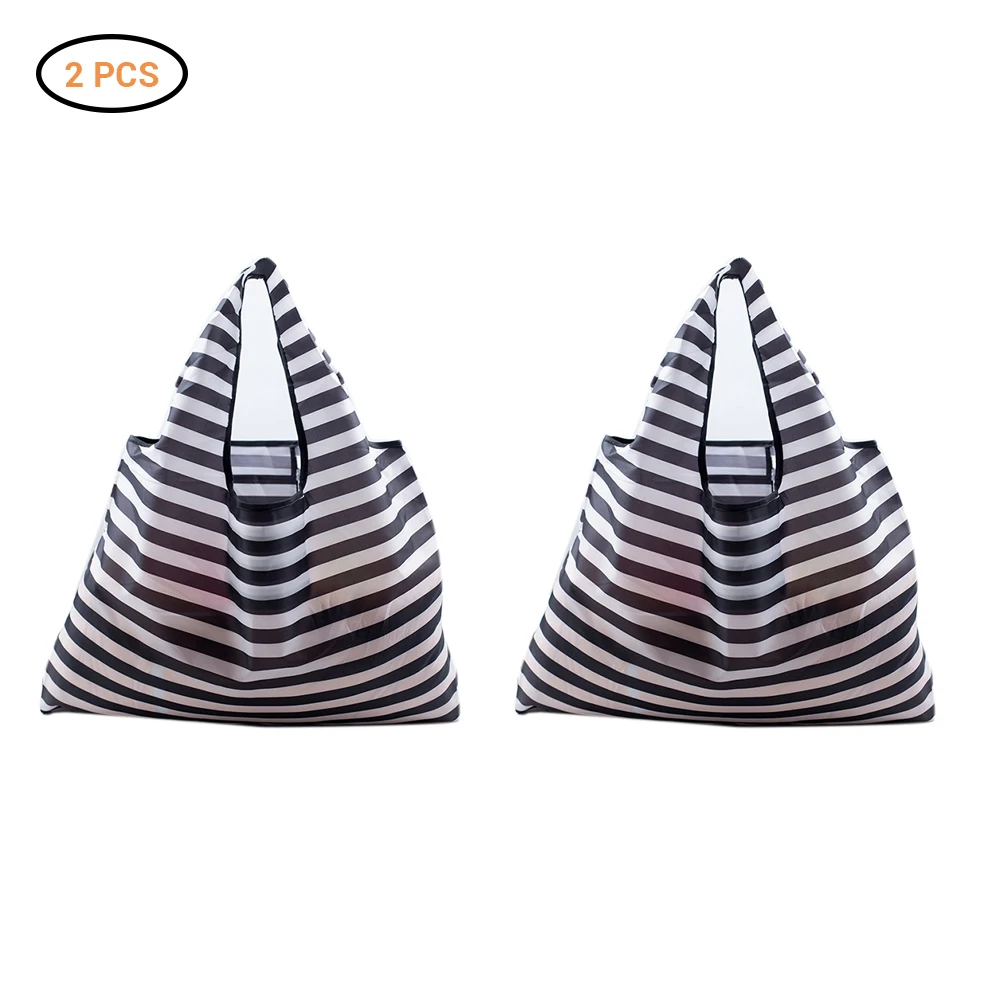 2 шт черно-белая сумка для покупок в полоску Складная зеленая сумка многоразовая фруктовая овощная оксфордская Сумка-тоут