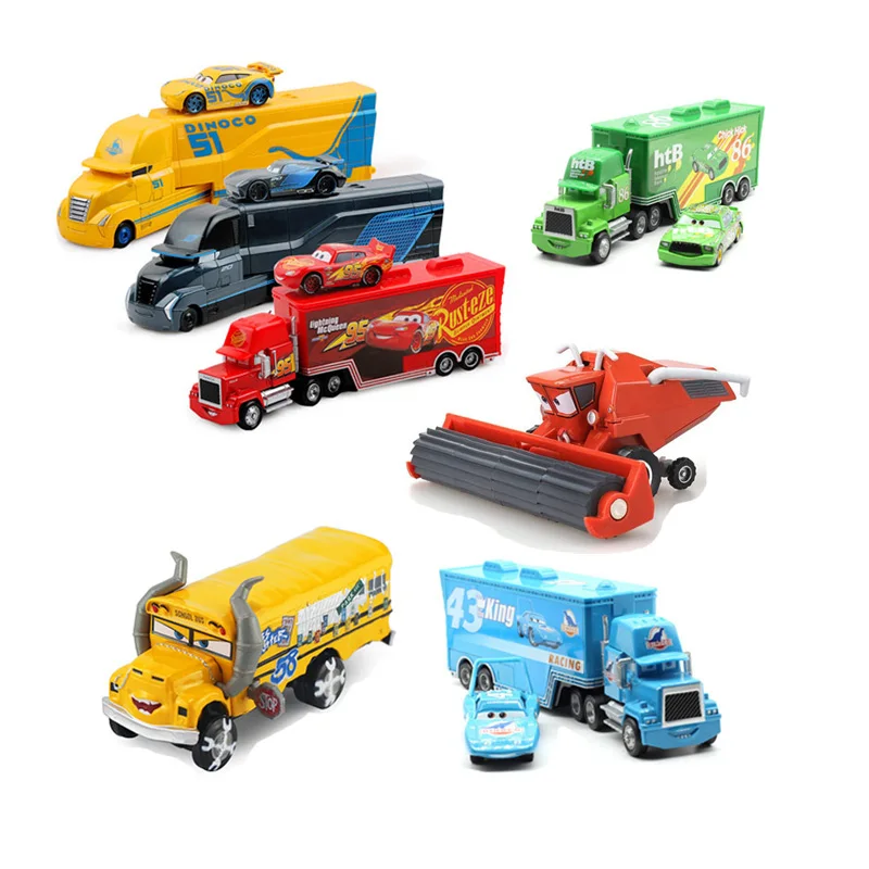 Disney Pixar 23 Toys Lightning Mcqueen Jackson Storm Uncle Cruise Mack Truck 1:55 Pressure Model Car Children's Toys disney pixar 2 3 toy lightning mcqueen jackson storm cruz mike uncle truck 1 55 alloy model car children toy gift