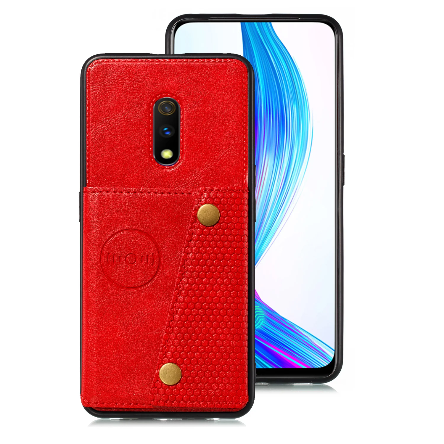 Чехол-бумажник для OPPO F11 REALME 3 A9 Pro X K3 из искусственной кожи с держателем для карт, задняя крышка для телефона с магнитной подставкой OPPO RENO Z 10x Zoom - Цвет: Красный