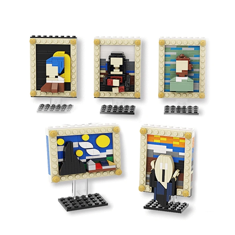 

Pixel Art Bricks Mini Building Blocks Creative World Famous Paintings-Mona Lisa-Starry Sky-Portraits DIY Compatible With Toy