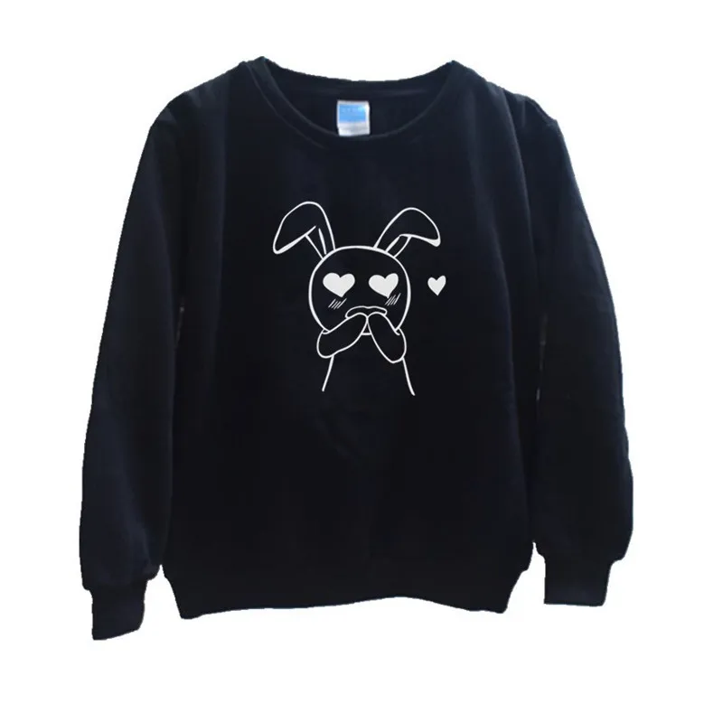 

Women's Chic Sweatshirt Bunny Graphic Print Full Sleeve Sweatshirt Autumn and Winter Neutral Minimalism Apparel
