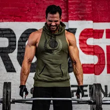 Стиль вспышка медведь Для мужчин большой Размеры без рукавов с капюшоном на открытом воздухе для спорта, баскетбола, футбола Фитнес бег мышцы брат Wai