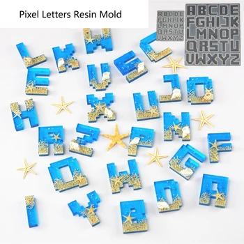 

Pixel Letters Epoxy Resin Casting Mold Alphabet Keychain Pendant Alphabet UV Resin Silicone Mold Jewelry Making Tools
