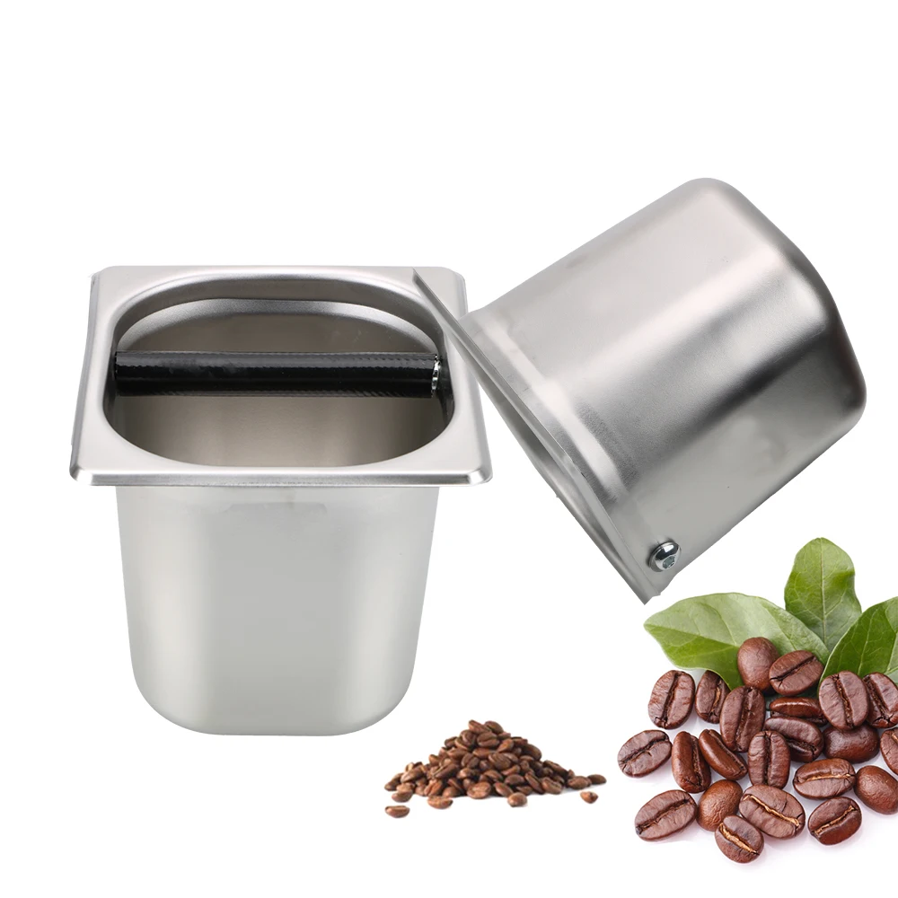 

Two Size Stainless Steel Durable Coffee Supplies Practical Anti slip Coffee Knock Box Espresso Knock Box Kitchen Tool