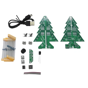 

Diy 3D Christmas Tree Kit Christmas Gifts Flash Colorful Led Lights Music Play Without shell