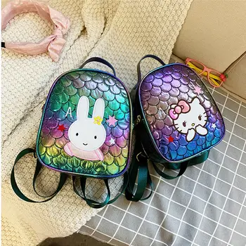 

Super hot-selling double back small bag kindergarten small bag children small double back fish scale cute bag girl cartoon