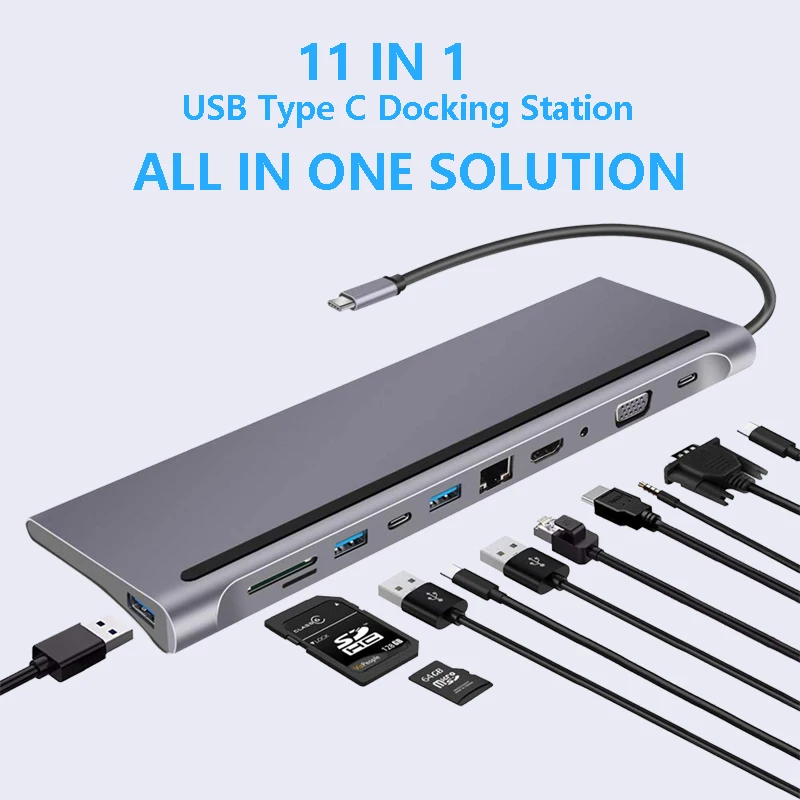 USB HDMI VGA PD LAN RJ45 SD Hub Adaptor 