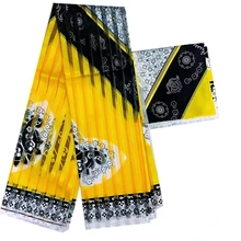 Органза шелковая африканская вощеная ткань принтом желтая шелковая восковая ткань с блузкой для женского платья