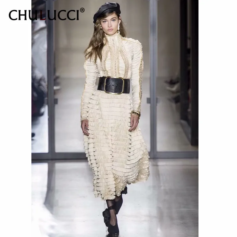 

8.12 2019 Desigher New arrive High quality luxury Hollow out Dress women Long sleeve O-neck party dress