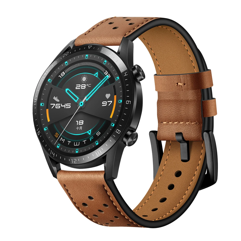 Кожаный ремешок для часов HUAWEI GT 2 46 мм ремешок для HONOR Magic/MagicWatch 2 Сменные аксессуары