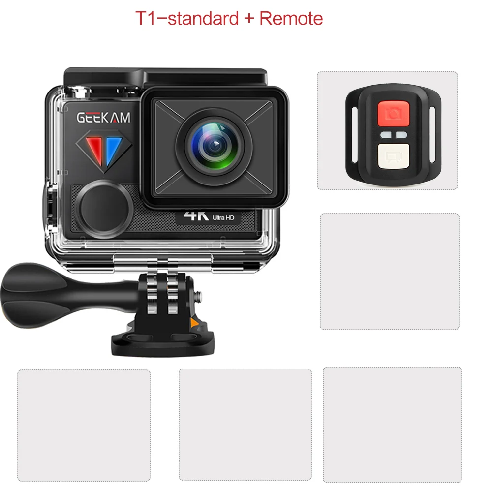GEEKAM Экшн-камера T1 с сенсорным экраном Ultra HD 4 K/30fps 20MP WiFi подводный водонепроницаемый велосипедный шлем Экстремальные виды спорта видео камера - Цвет: GK-T1-R