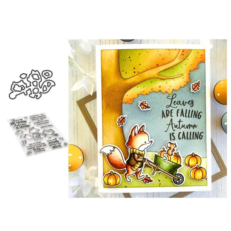 

Harvest fox Metal Cutting Dies and clera stamps for DIY Scrapbooking Card Making Decoration Supplies
