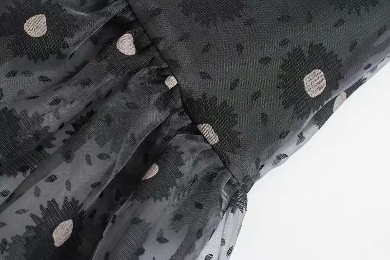 Za женские юбки в стиле casual с принтом в горошек с пышной юбкой перспективы из органзы с высокой талией элегантное платье до середины икры mujer moda шик размера плюс