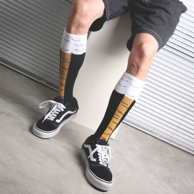 Прямая поставка короткие носки модные до середины колена забавный куриный ЧОК