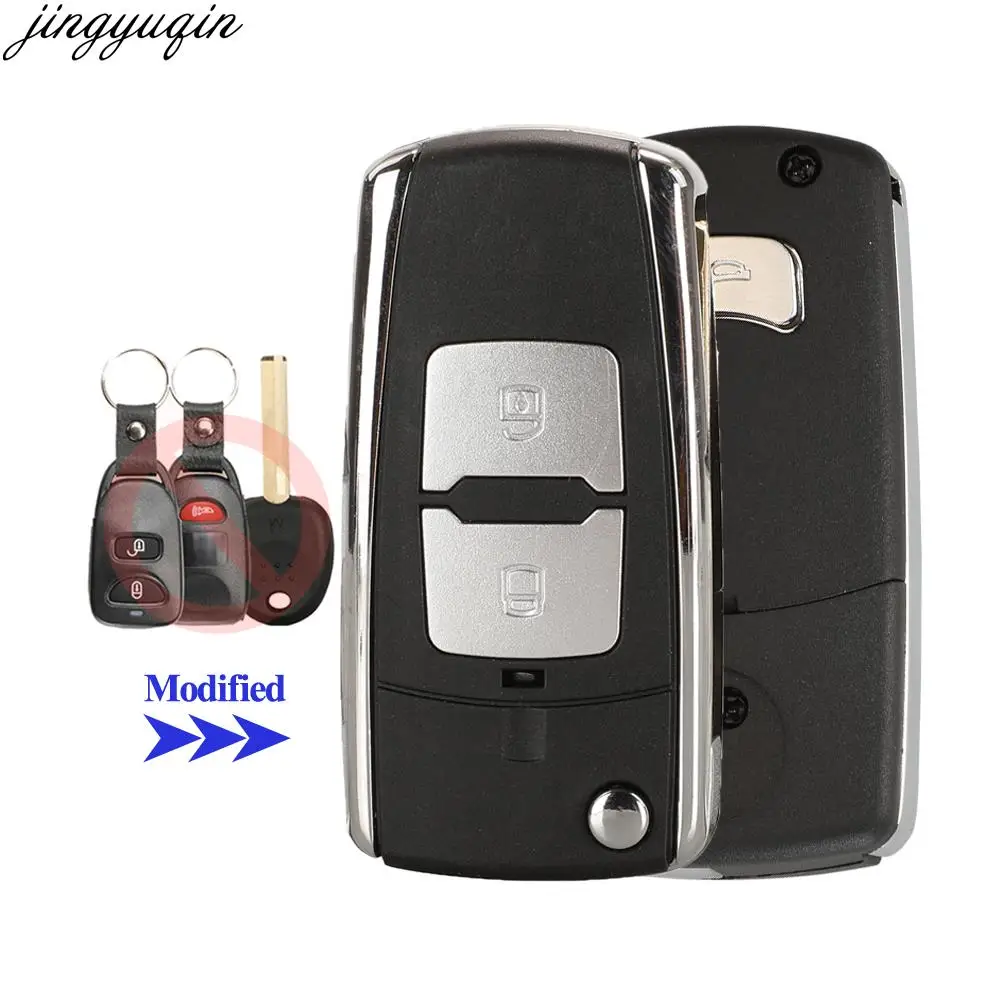 

Jingyuqin Modified Remote Car Key Case Shell For Hyundai Accent Santa Fe i30 Veloster Kia Picanto 2011-2016 #129 Right Groove