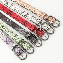 

105cm*1.9cm Imitation Snake Texture PU Belt Women Oval Alloy Buckle Leisure All-Match Outdoor Waistband Female Band