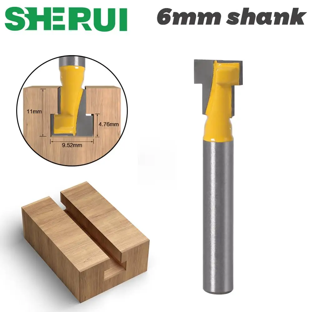1pc 6mm shank T Slot Cutter Router Bit Set Hex Bolt Key Hole Bits T