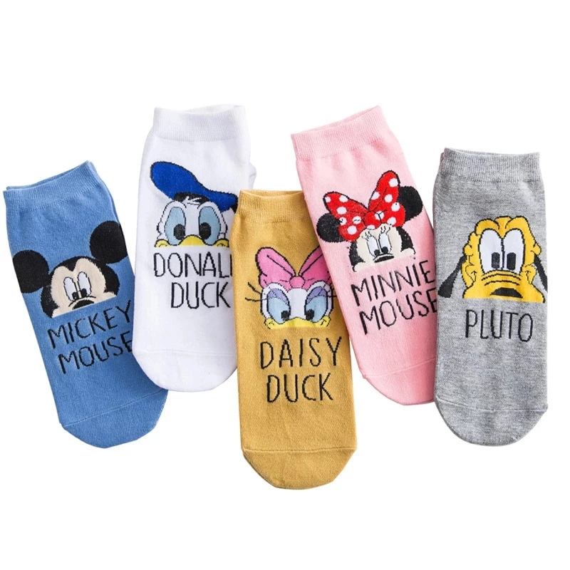 Cartoon Disney Simba Dumbo Socks Wild Boar Mickey Minnie Donald Duck Stitch Print Funny Sock Spring Autumn Short Anime Boat Sock for cartoon socks