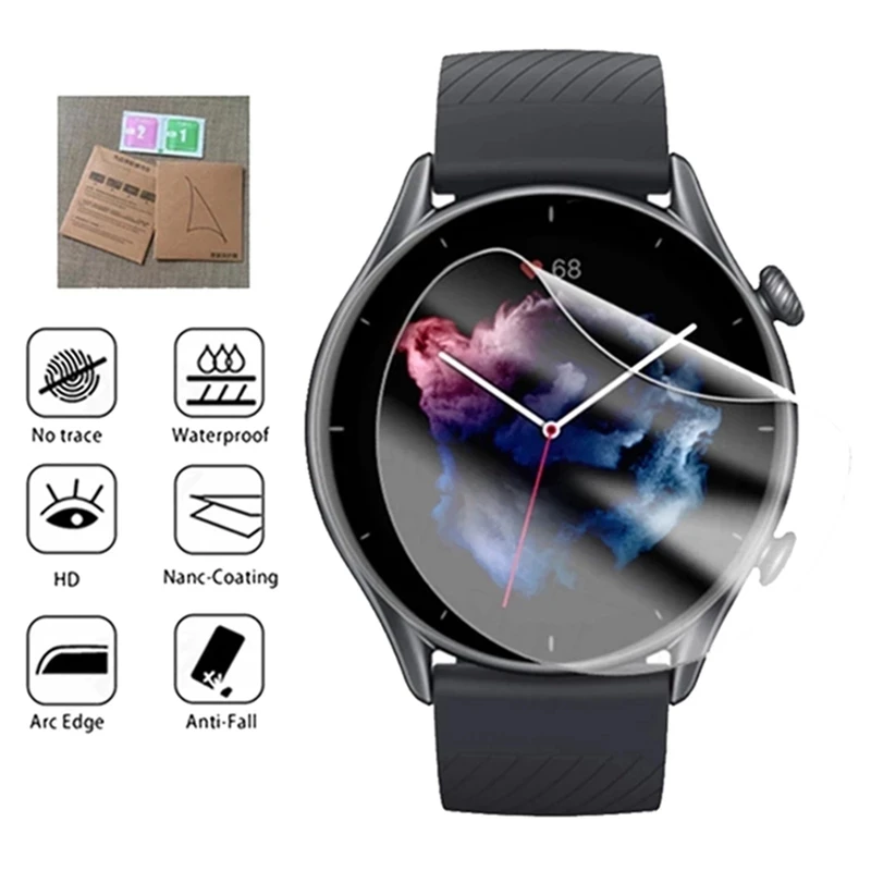 Screen Protectors Watch Screen Protector Watch Screen Protector Case Watch Protector Case Hydrogel Protective Film For Huami Amazfit GTR 3 Pro Smart Watch Screen Protector For Amazfit GTR 4 2e GTR3 Film Not Glass