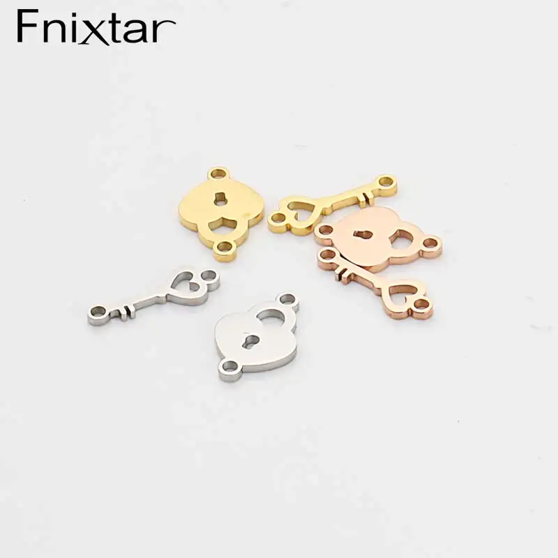 Fnixtar 20 шт. милые Подвески из нержавеющей стали с замком для изготовления ожерелья