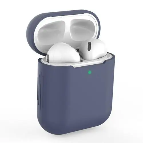 Силиконовый дешевый цветной защитный чехол для Apple AirPods с защитой от падения, беспроводной bluetooth-наушник с зарядным устройством - Цвет: Dark sky blue