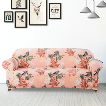 

Slipcover Furniture Protector Non Slip High Stretch Soft Living Room Home Decor Sofa Cover Wear Resistant Smooth Leaf Printed
