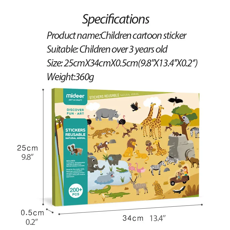 MiDeer наклейки Детские Мультяшные водонепроницаемые наклейки Животные наклейки детские игрушки наклейки на> 3 года игрушки для детей подарочная игрушка