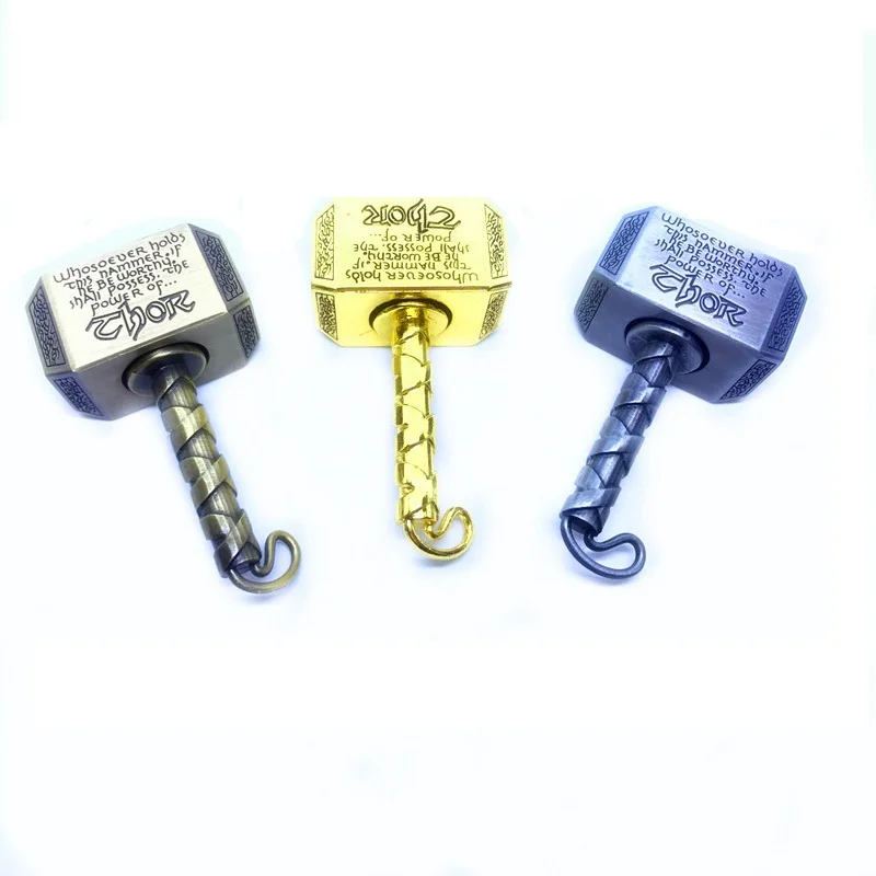 Marvels Fidget Spinner Toy Figure Avengers Thor Hammer Keychain Cartoon